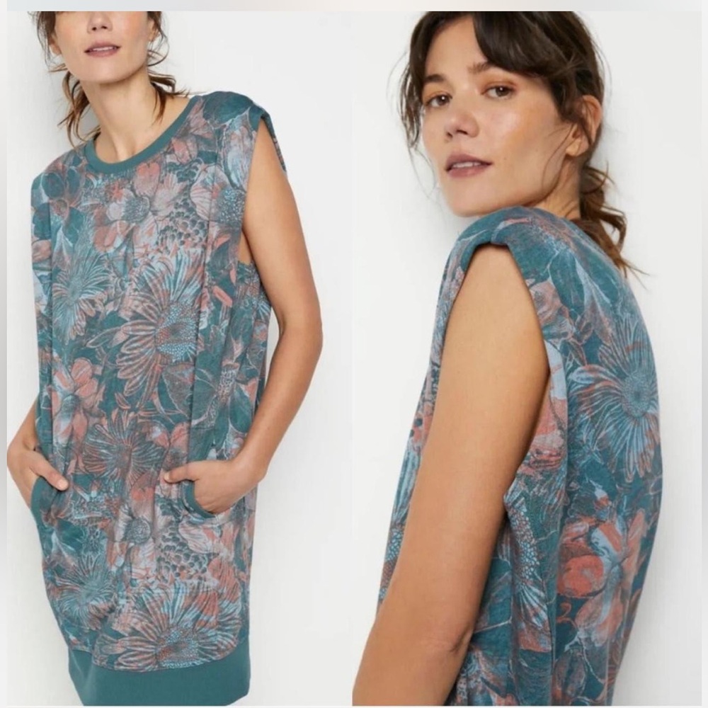Anthropologie Daily Practice Dory Tropical Floral Sweatshirt Tunic Dress XS $98
